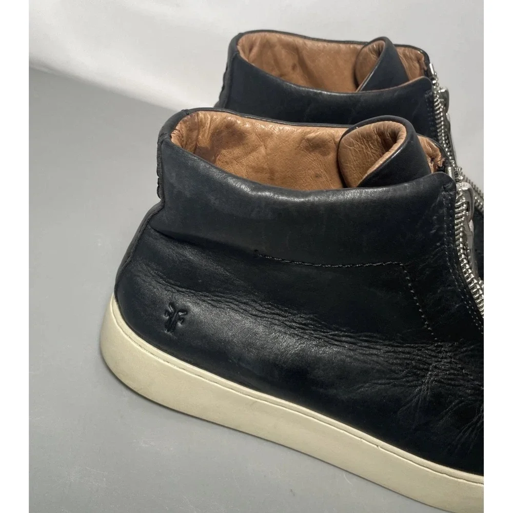 Frye Lena Womens Size 9M Black Leather Bootie Zip-Up High-Top Sneakers